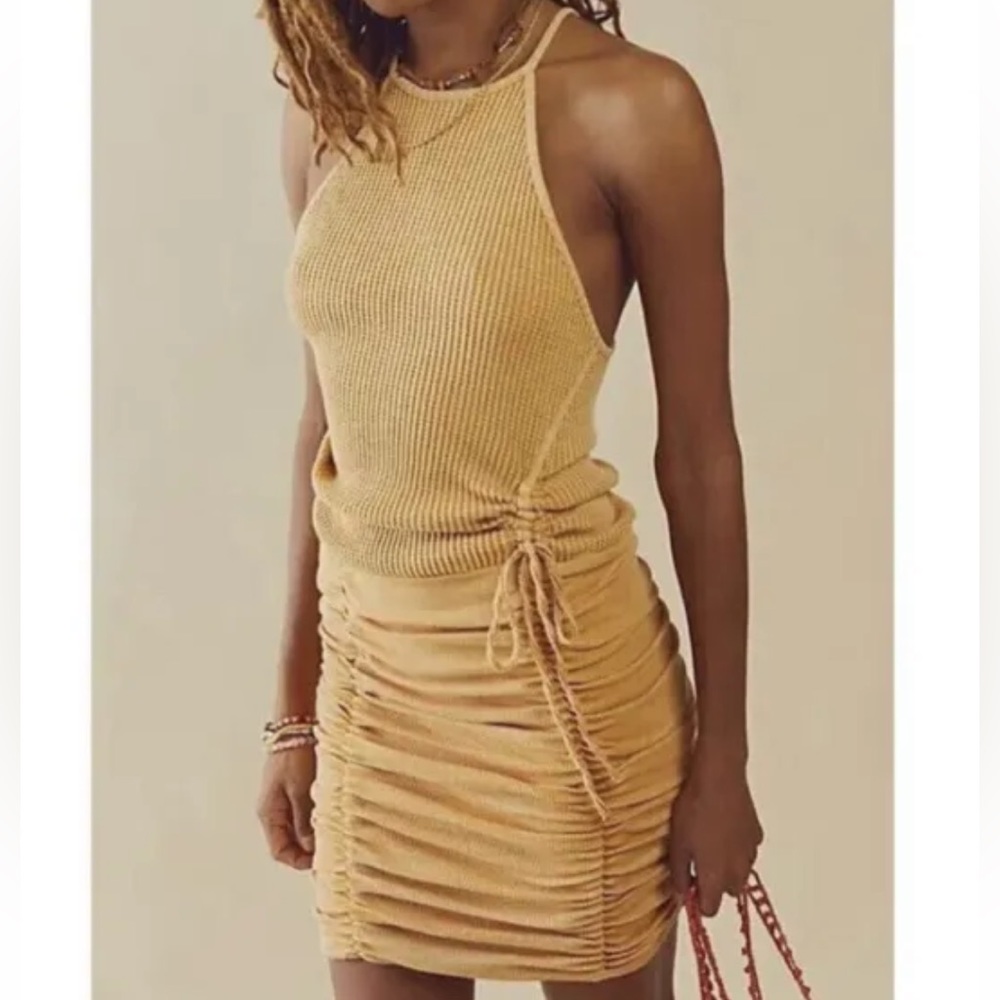Free People FP One Katya Thermal Tank Dress Golden Yellow Mimosa Size M